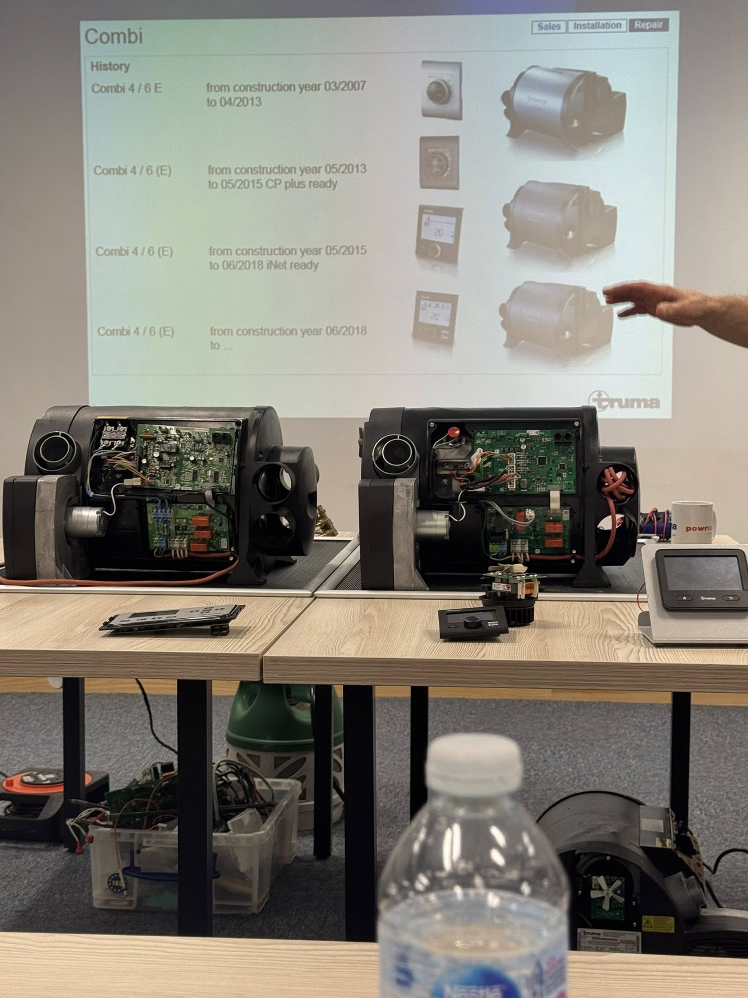 Truma manufacturer training session with Combi boiler units